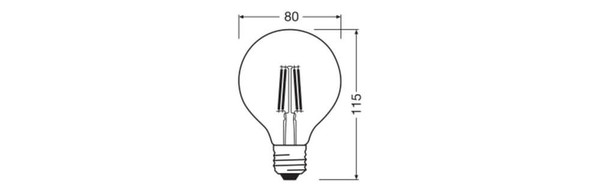 LEDVANCE LED Lampe E27 Globe Filament G80 7W 650lm Extra-Warmweiss 2400K wie 50W 4099854563539