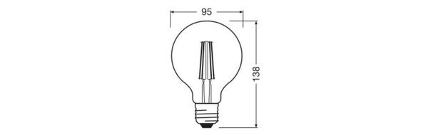 LEDVANCE LED Lampe E27 Globe Filament G95 7.5W 1055lm Warmweiss 2700K wie 75W 4099854563690