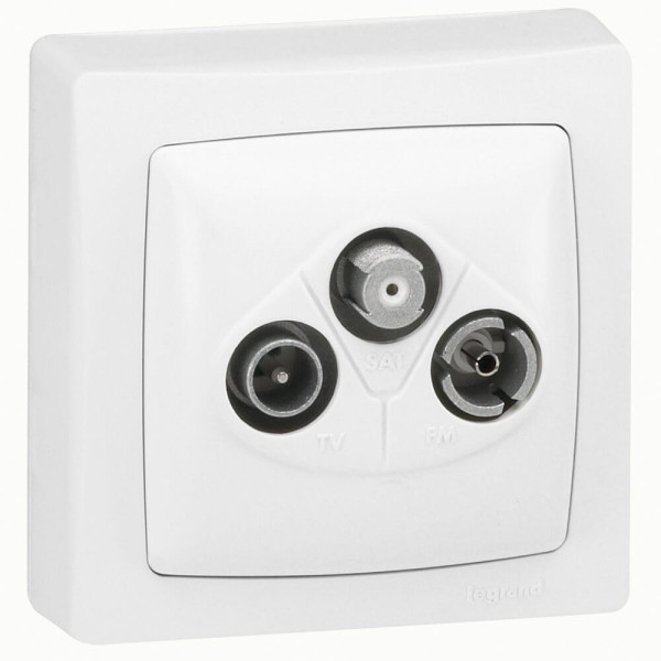 Legrand OTEO 3-Loch-TV-Enddose für TV-, Radio-, SAT-Receiver, Multimediadose 086042