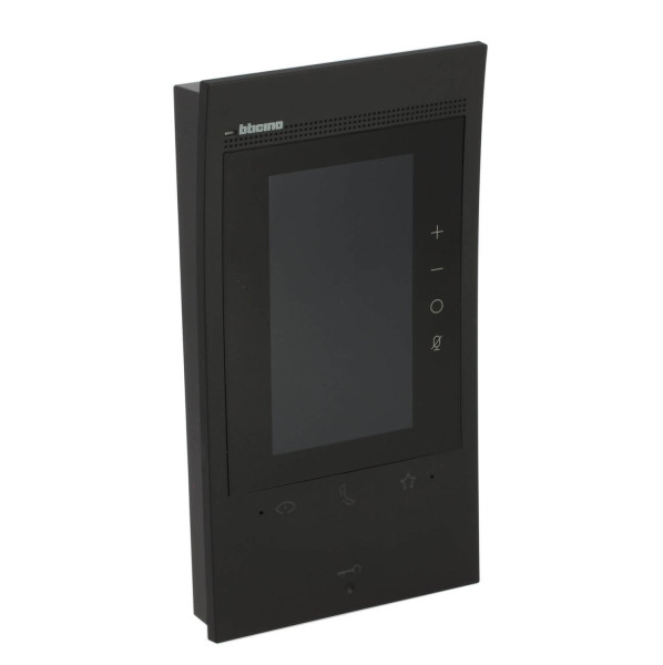 Bticino Classe 300EOS with Netatmo in Schwarz, erste smarte Wi-Fi-Video-Innenstelle Alexa-Sprachassistenten, vertikaler 5-Zoll-Touchscreen, App Home+Security, 2-Draht, 344884