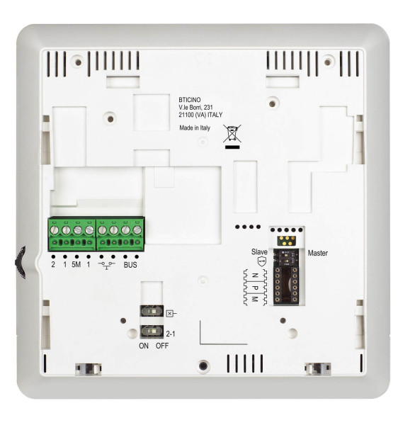 Bticino Video-Innenstelle Classe 100 V16E mit 5-Zoll (12.7cm) Farb-LCD-Monitor, 2 Gesprächstasten, Arztschaltung/Türomatfunktion, Induktionsschleife für Hörgeräte, 344922