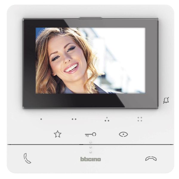 Bticino Video-Innenstelle Classe 100 V16E mit 5-Zoll (12.7cm) Farb-LCD-Monitor, 2 Gesprächstasten, Arztschaltung/Türomatfunktion, Induktionsschleife für Hörgeräte, 344922