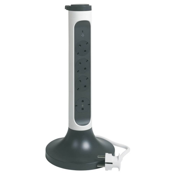 Legrand Tower 4x Steckdose, Überspannungsableiter, 2m Kabel weiss-schwarz 694505