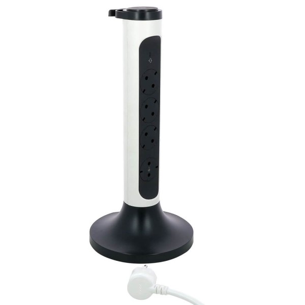 Legrand Tower 4x Steckdose, Überspannungsableiter, 2m Kabel weiss-schwarz 694505