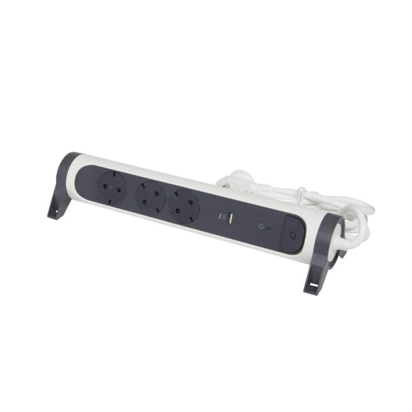 Legrand Steckdosenleiste drehbar 3x Steckdose, USB-A, USB-C, SPD, 1,5m Kabel weiss-schwarz 694508