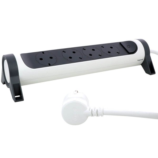 Legrand Drehbare Steckdosenleiste 4x Steckdose, 3m Kabel weiss-schwarz 694536