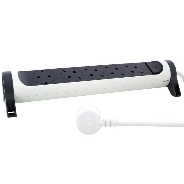 Legrand Drehbare Steckdosenleiste 5x Steckdose, 3m Kabel weiss-schwarz 694538