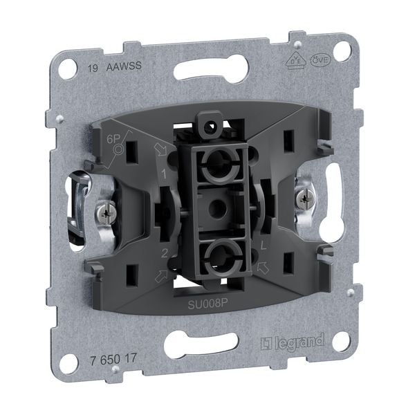 Legrand SEANO Taster-Einsatz mit Wechselkontakt und N-Klemme, Steckklemmen, Beleuchtung- Kontrollfunktion nachrüstbar 10AX, 765017