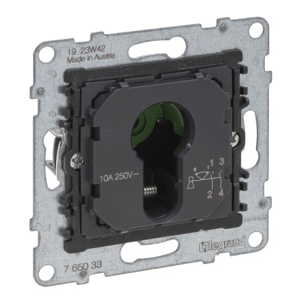 Legrand SEANO Schlüsselschalter-Einsatz 0-1 für DIN-Halbzylinder, Schraubklemmen, 2 Positionen 0-1, 2-polig, 10 A, 230V, 765033