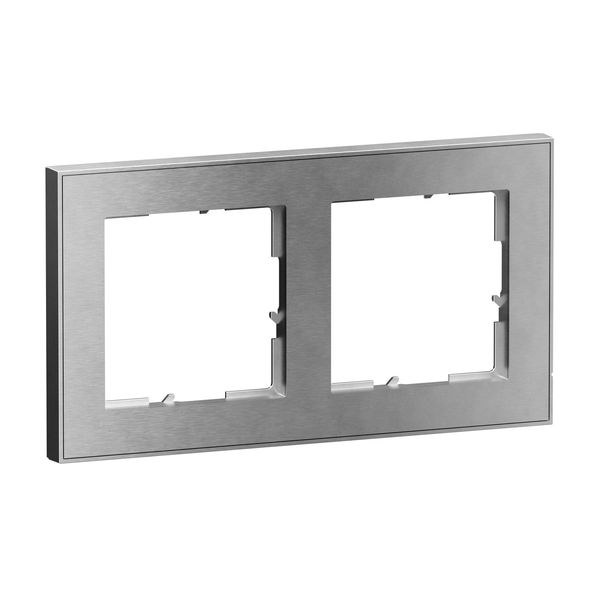 Legrand Seano+ 2-fach Rahmen mit Echtmaterialoberfläche, nachhaltige Produktion und Verpackung, Brushed Steel, 765392