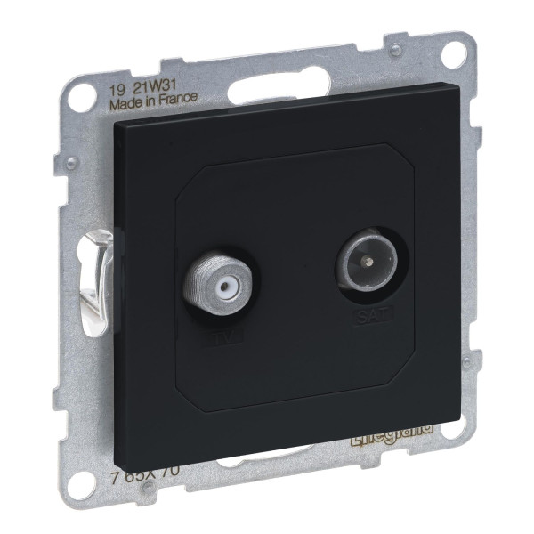 Legrand SEANO Einzeldose TV-SAT, 2 Kabel, Sternverkabelung HD-TV, Anschlussdämpfung: 1.5dB, Anthrazit, 765470