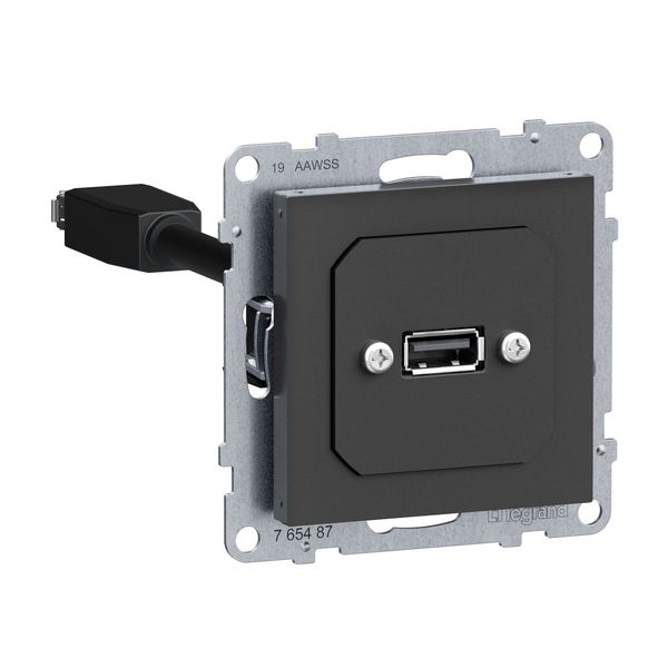 Legrand SEANO USB-Datendose mit Kabel, Einsatz inklusive Abdeckung, USB 3.0, Kabellänge: 15cm, Anthrazit, 765487