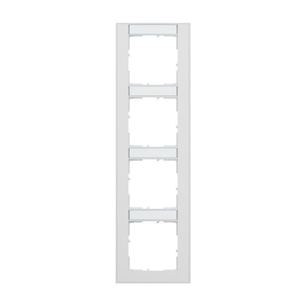 Legrand Seano+ 4-fach Rahmen vertikal mit Beschriftungsfeld, nachhaltige Produktion und Verpackung, Ultraweiß, 765994