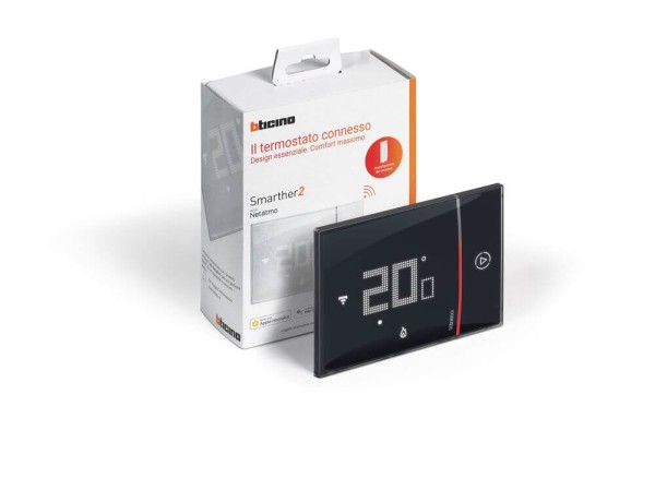 Bticino Smarther 2 with Netatmo Unterputz-Thermostat mit WLAN-Schnittstelle Legrand schwarz XG8002