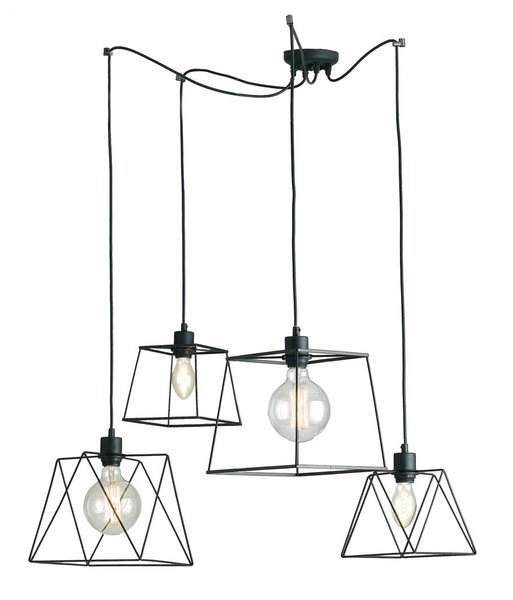 LUCE Design Brookyln Pendelleuchte 4fach E27 Schwarz