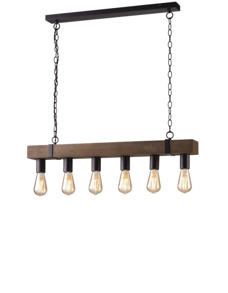 LUCE Design Texas Pendelleuchte 6fach E27 Braun Antik