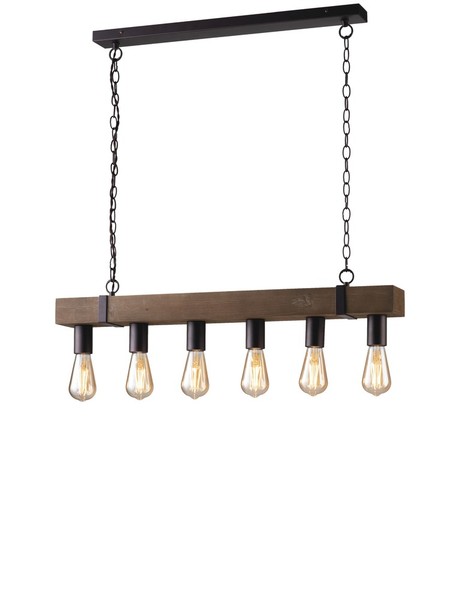 LUCE Design Texas Pendelleuchte 6fach E27 Braun Antik