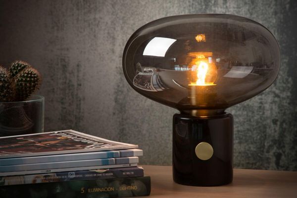 Lucide CHARLIZE Tischlampe E27 Rauchfarbe Grau, Schwarz 03520/01/65