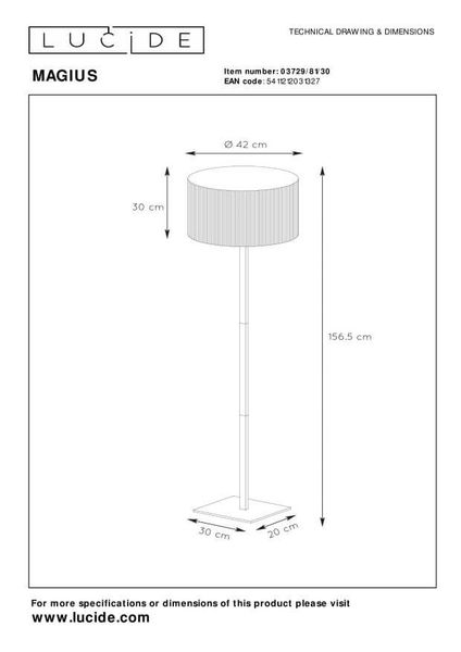 Lucide MAGIUS Stehleuchte E27 Helles Holz, Schwarz 03729/81/30