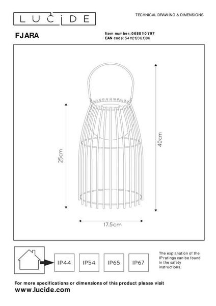 Lucide FJARA LED Tischlampe Außen Outdoor 3-Stufen-Dimmer 0,3W dimmbar Rostfarbe IP44 06801/01/97