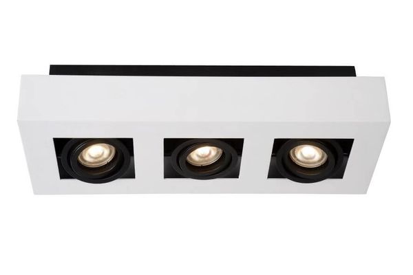 Lucide XIRAX LED Deckenleuchte 3x GU10 Dim-to-warm 3x 5W dimmbar 360° drehbar Weiß, Schwarz 95Ra 09119/16/31