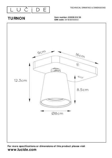 Lucide TURNON LED Wandleuchte GU10 Dim-to-warm 5W dimmbar 360° drehbar Schwarz, Mattes Gold, Messing 95Ra 09928/05/30