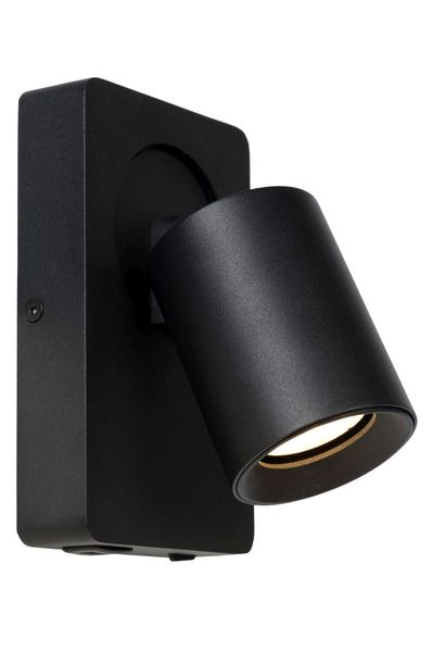Lucide NIGEL LED Wandleuchte GU10 USB Aufladung 5W dimmbar 360° drehbar Schwarz 95Ra 09929/06/30