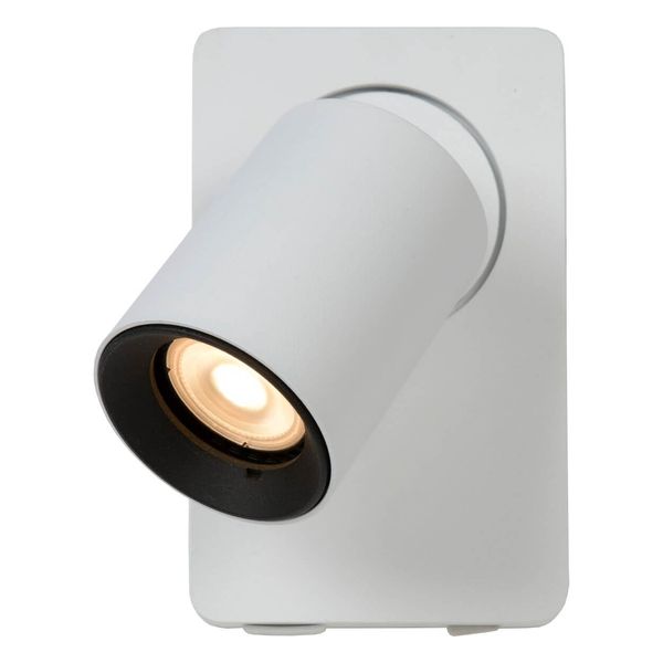 Lucide NIGEL LED Wandleuchte GU10 USB Aufladung 5W dimmbar 360° drehbar Weiß 95Ra 09929/06/31