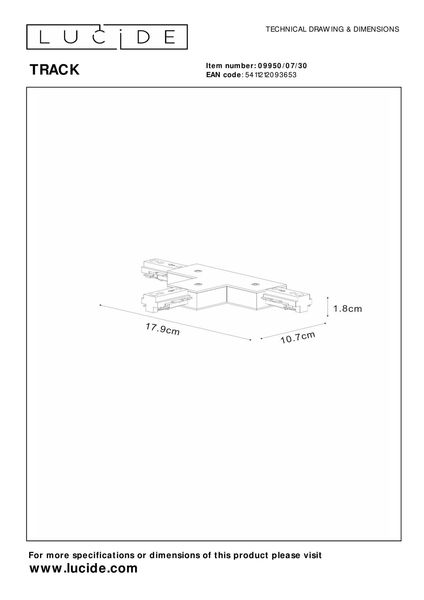 Lucide TRACK T-Verbinder 1-Phasen Stromschienensystem Schwarz 09950/07/30