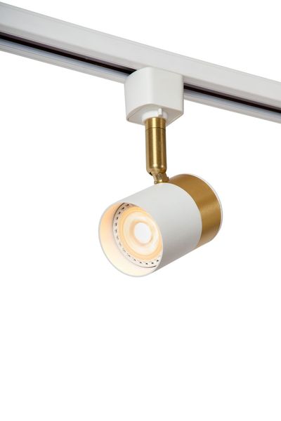 Lucide TRACK FLORIS Schienenstrahler 1-Phasen Stromschienensystem GU10 360° drehbar Weiß, Mattes Gold, Messing 09952/01/31