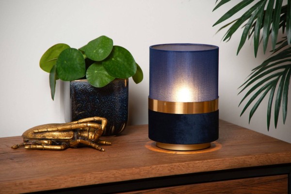 Lucide EXTRAVAGANZA TUSSE Tischlampe E14 Blau, Mattes Gold, Messing 10508/01/35