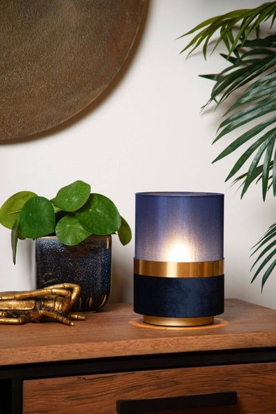 Lucide EXTRAVAGANZA TUSSE Tischlampe E14 Blau, Mattes Gold, Messing 10508/01/35