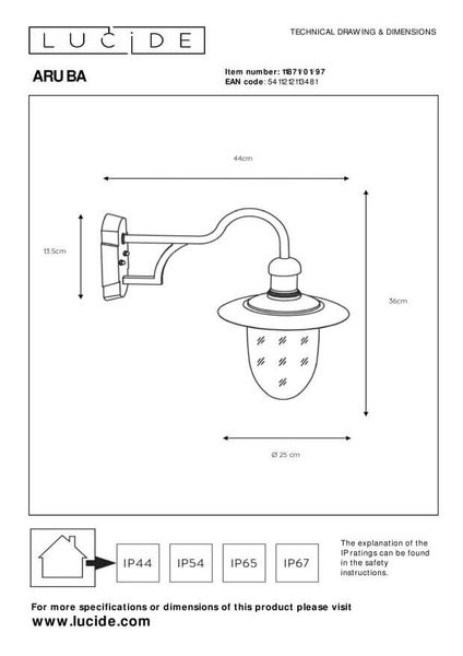 Lucide ARUBA Außen-Wandleuchte E27 Rostfarbe IP44 11871/01/97