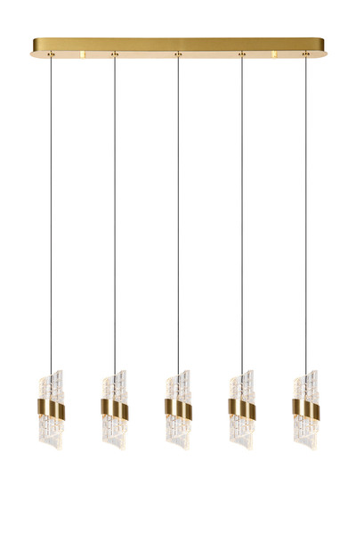 Lucide KLIGANDE LED Pendelleuchten 5-fach 7,8W dimmbar Warmweiss Modern Mattgold 70-150cm 13496/35/02