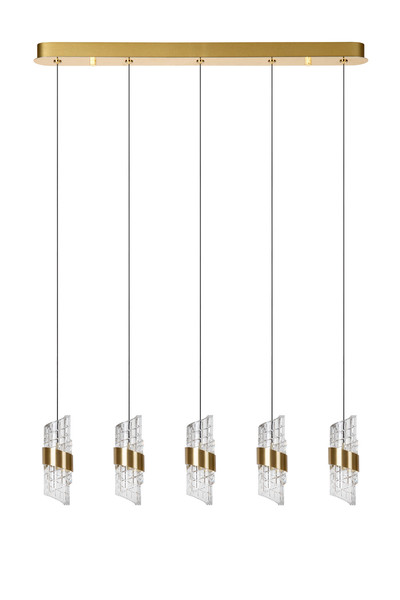 Lucide KLIGANDE LED Pendelleuchten 5-fach 7,8W dimmbar Warmweiss Modern Mattgold 70-150cm 13496/35/02