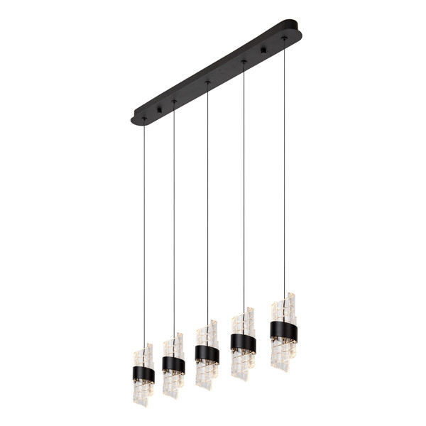 Lucide KLIGANDE LED Pendelleuchten 5-fach 7,8W dimmbar Warmweiss Modern Schwarz 70-150cm 13496/35/30