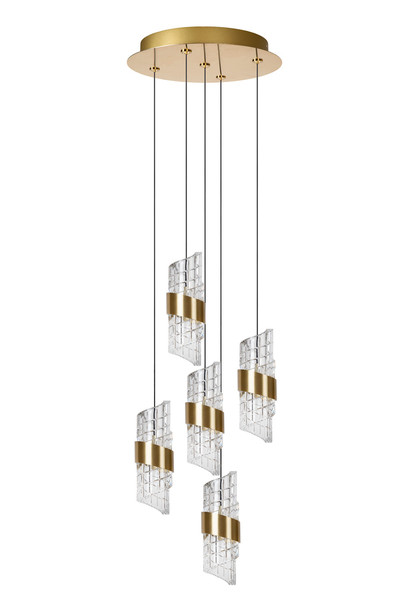 Lucide KLIGANDE LED Pendelleuchten 5-fach 8W dimmbar Warmweiss Modern Mattgold 70-150cm 13496/36/02