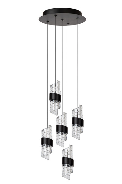 Lucide KLIGANDE LED Pendelleuchten 5-fach 8W dimmbar Warmweiss Modern Schwarz 70-150cm 13496/36/30