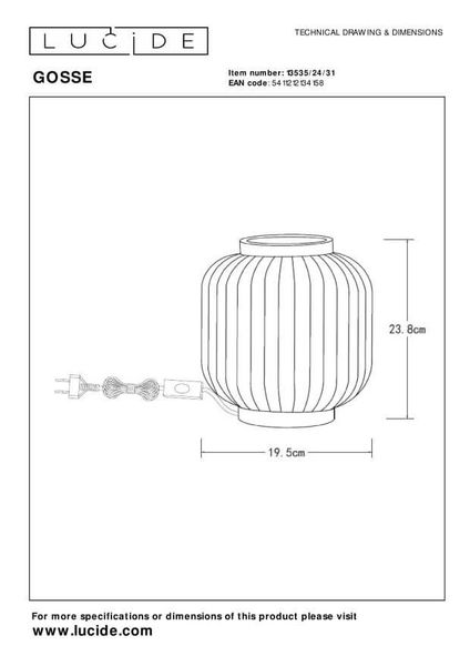 Lucide GOSSE Tischlampe E14 Weiß 13535/24/31