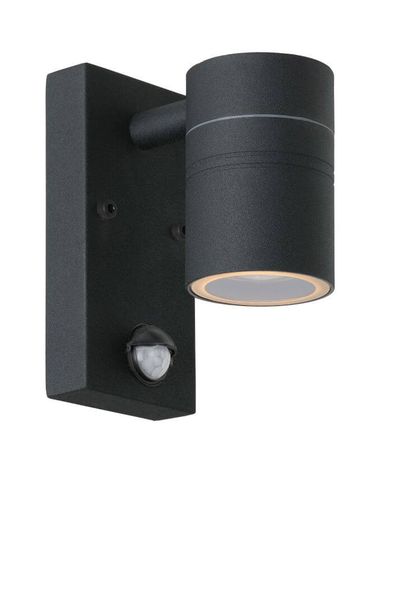 Lucide ARNE-LED LED Außen-Wandleuchte GU10 5W Schwarz Sensor IP44 14866/05/30