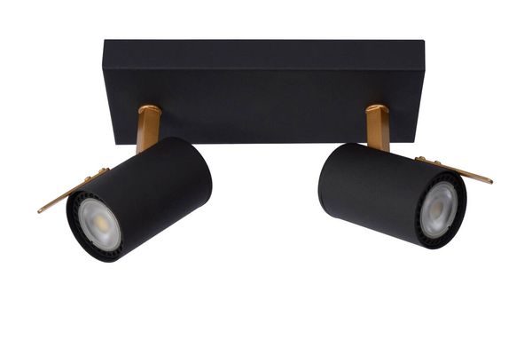 Lucide GRONY LED Deckenleuchte 2x GU10 Dim-to-warm 2x 5W dimmbar 360° drehbar Schwarz, Mattes Gold, Messing 95Ra 17998/10/30