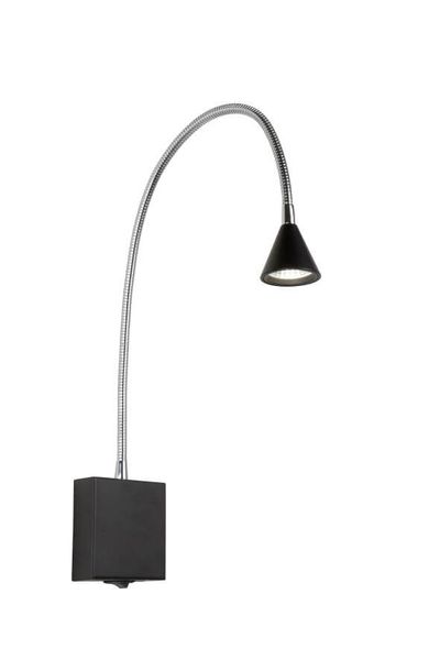 Lucide BUDDY LED Wandleuchte 4W mit flexiblem Lesearm Schwarz, Chrom 18293/03/30
