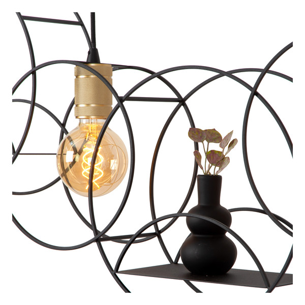 Lucide CIRCLE E27 Pendelleuchten 3-fach Vintage Schwarz 60-160cm 21425/03/30