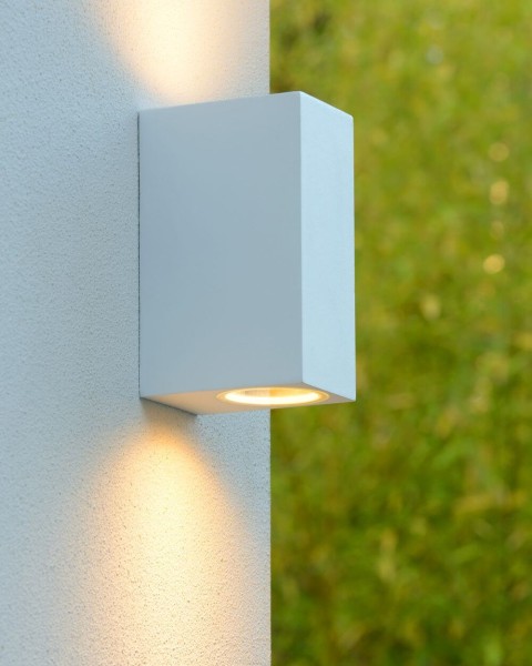 Lucide ZORA-LED LED Außen-Wandleuchte 2x GU10 2x 5W dimmbar Weiß IP44 22860/10/31