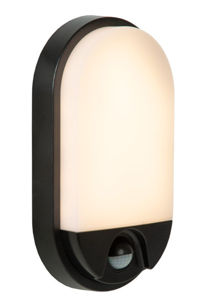 Lucide HUPS IR LED Wandleuchte 10W Schwarz, Opal Sensor IP54 22864/10/30