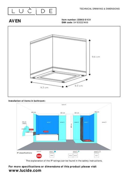 Lucide AVEN Deckenleuchte GU10 Weiß IP65 22963/01/31