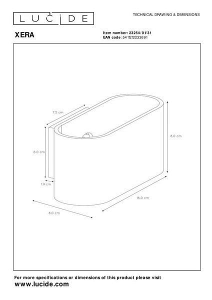 Lucide XERA Wandleuchte G9 Weiß 23254/01/31