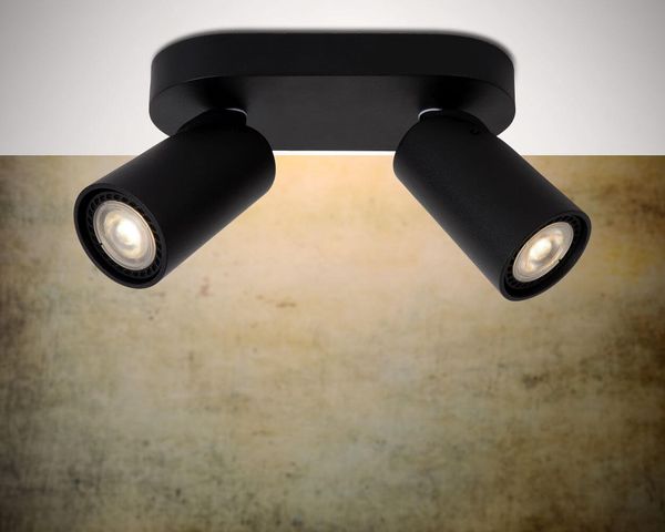 Lucide XYRUS LED Deckenleuchte 2x GU10 Dim-to-warm 2x 5W dimmbar 360° drehbar Schwarz 95Ra 23954/11/30