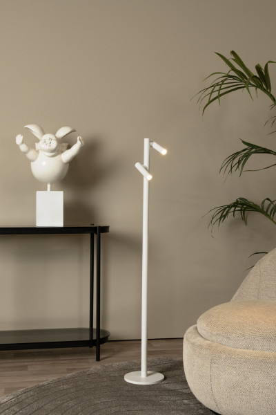 Lucide ANTRIM LED Stehlampe Mit Leselampe 2-fach 2,2W dimmbar IP54 Warmweiss Modern Weiß 27703/04/31