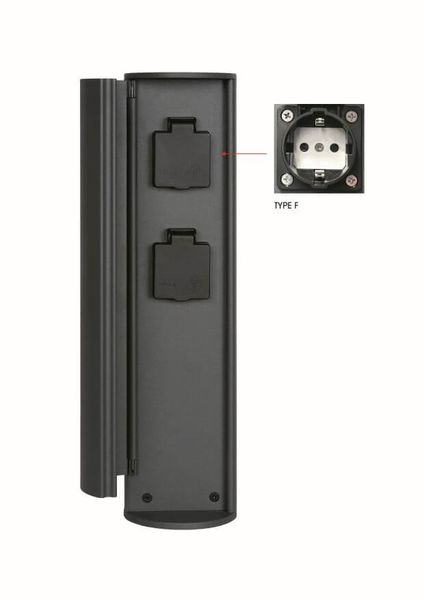 Lucide POWERPOINT Außensteckdose Anthrazit IP44 27849/12/29
